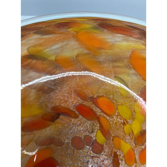 Italian Orange Red & Yellow Glass Bowl 15'' - Picture 3 of 6